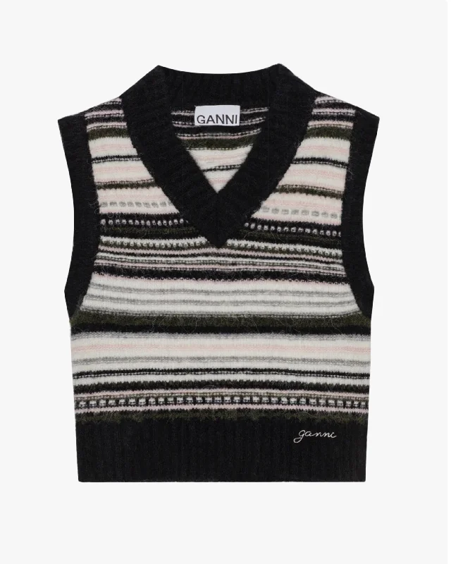 Women's Shetland Wool SweatersSoft Wool Stripe Vest