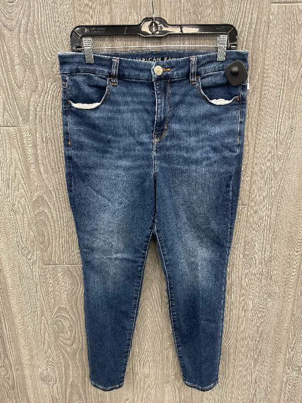 Women's Jodhpurs with ButtonsJeans Skinny By American Eagle In Blue Denim, Size: 10