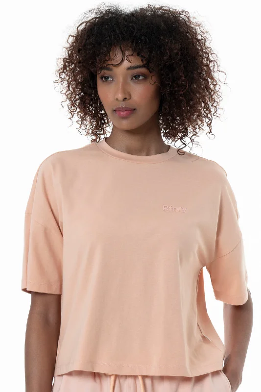 Women's Turtleneck SweatersBoxy Branded T-Shirt _ 154354 _ Peach