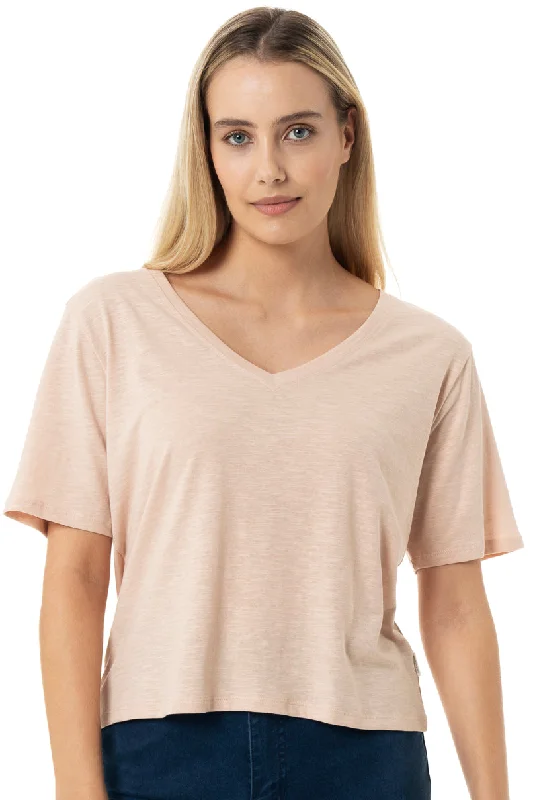 Women's Sweetheart Collar SweatersBoxy T-Shirt _ 150054 _ Rose