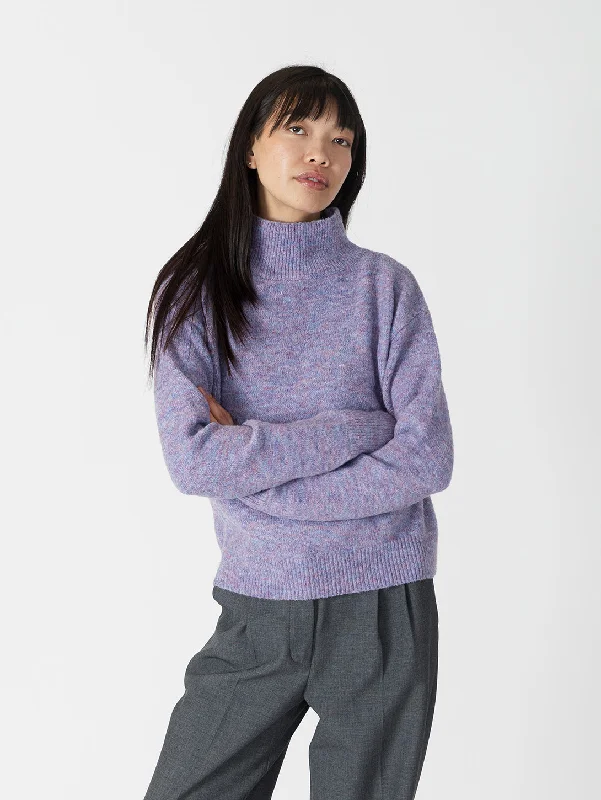 Women's Puffed Sleeve SweatersMabel Mockneck - Purple/Blue Mix