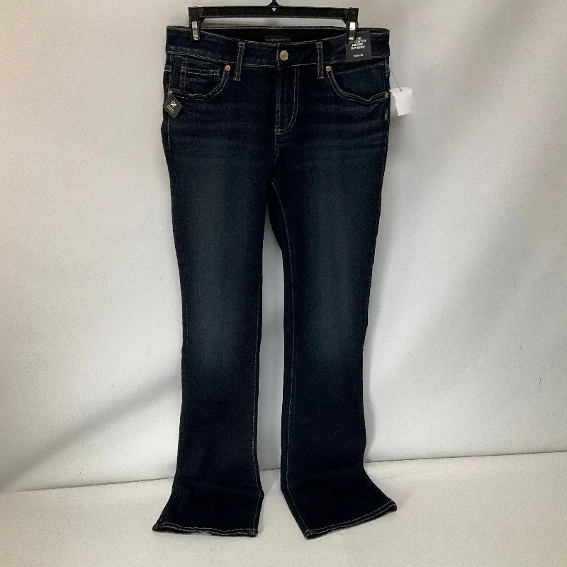 Women's Jodhpurs with Shawl CollarJeans Boot Cut By Silver In Blue Denim, Size: 2