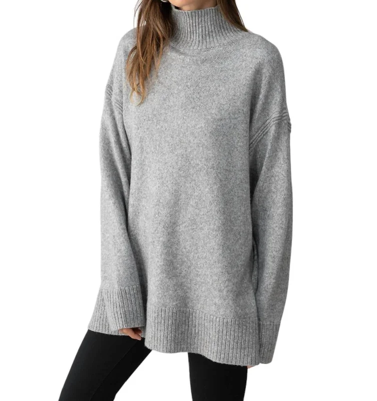 Women's Wide Collar SweatersPerfect Tunic Sweater In Heather Ash