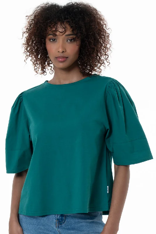 Women's Long Sleeve SweatersOpen Back T-Shirt _ 154356 _ Green