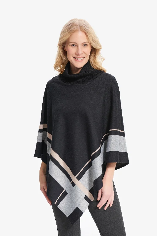 Women's Shawl Collar SweatersJoseph Ribkoff Vertical Lines Poncho Cardigan