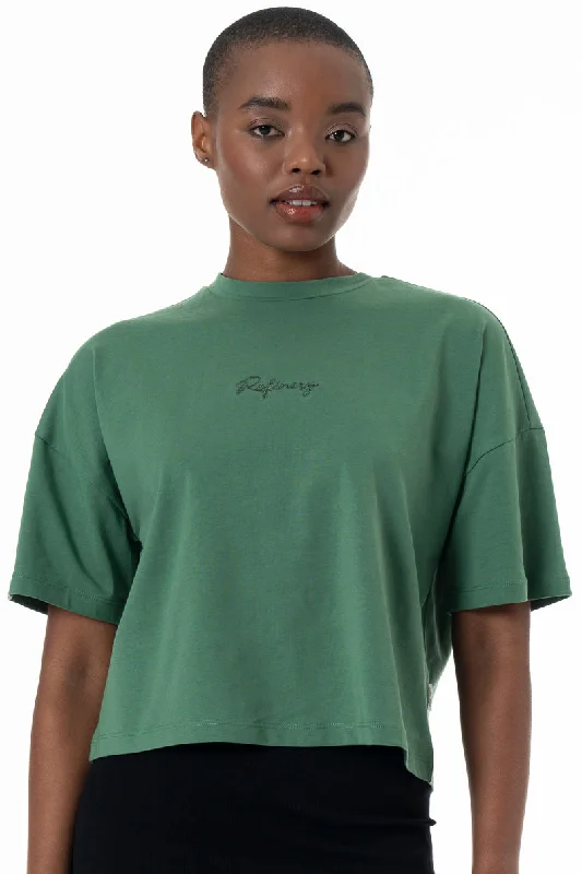 Women's Guernsey SweatersBoxy Branded T-Shirt _ 152269 _ Green