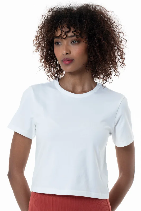 Women's Zip-Up SweatersHi-Neck Fitted T-Shirt _ 152252 _ Optic White