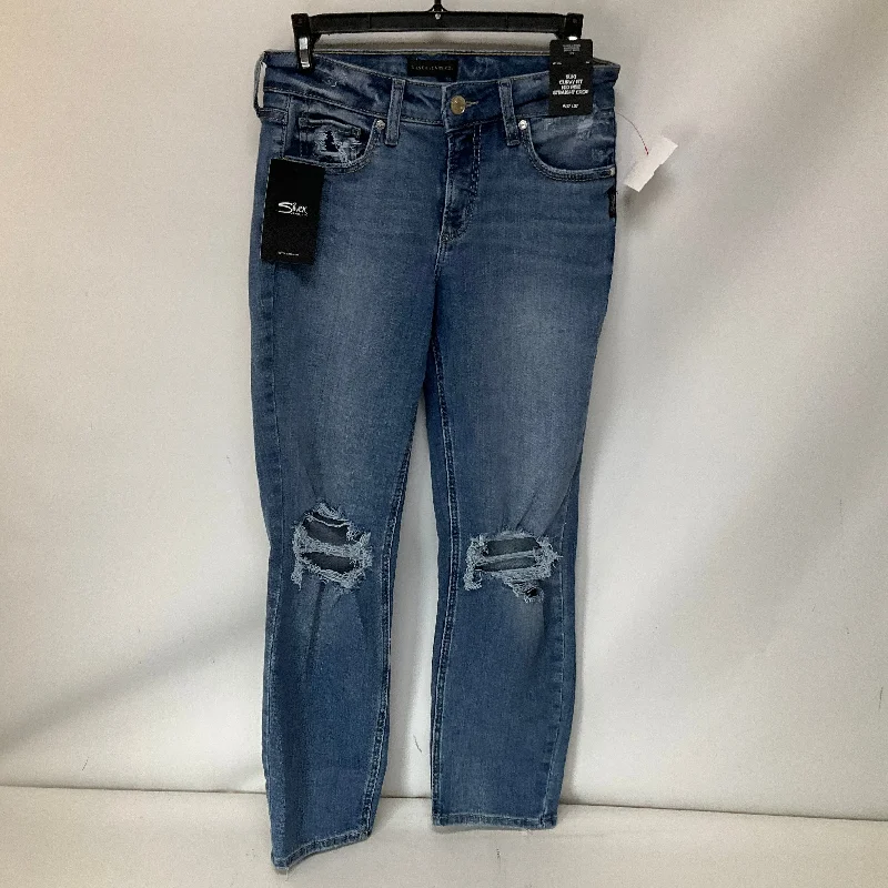 Women's Jodhpurs with V-Shaped HemJeans Boyfriend By Silver In Blue Denim, Size: 4