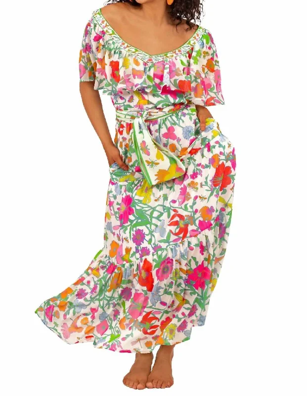 Women's Rounded Collar DressesArles Dress - Birds And Bees In Brights