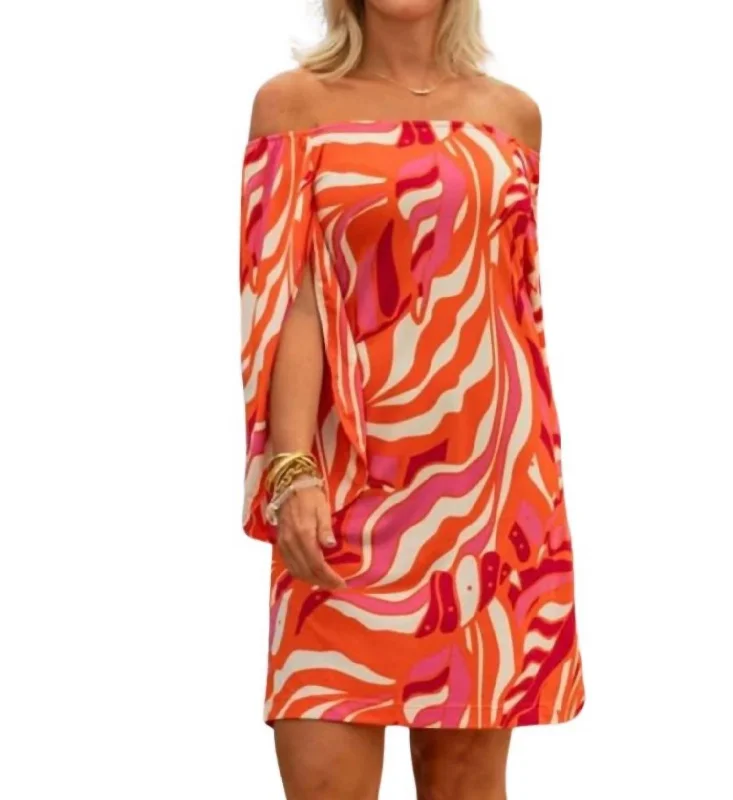 Women's Narrow-Neck DressesAshby Dress In Orange,fuchsia Seaside