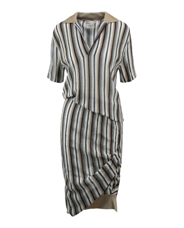 Women's Long-Sleeve DressesAsymmeetrical Striped Jacquard Dress