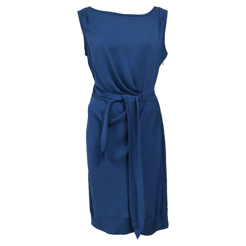 Women's Turtleneck DressesDiane Von Furstenberg Belted Sleeveless Dress in Blue Nylon