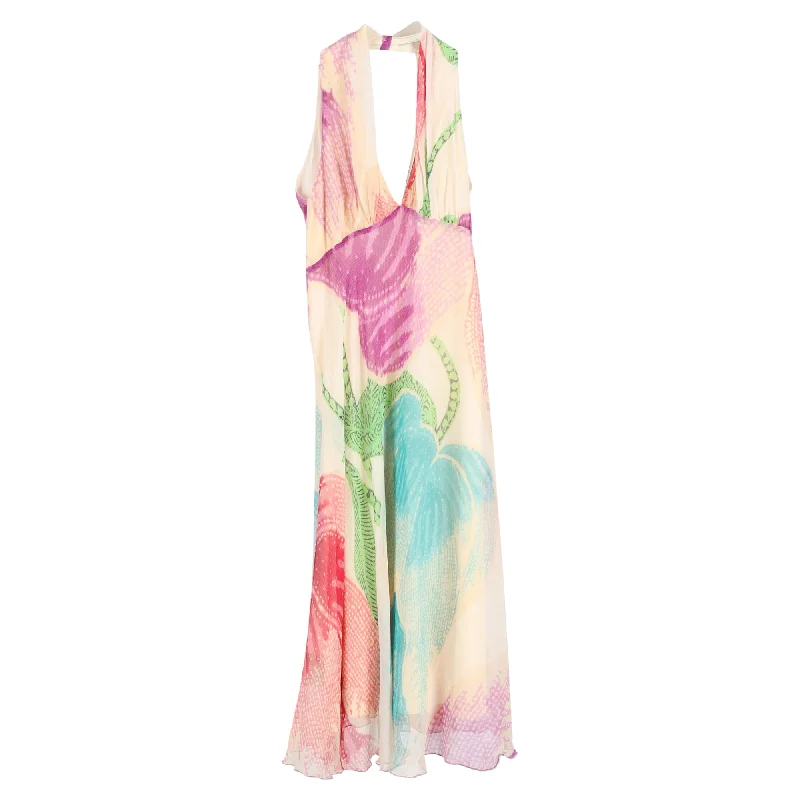 Women's Mini DressesDiane von Furstenberg Halter Printed Knee Length Dress in Multicolor Silk