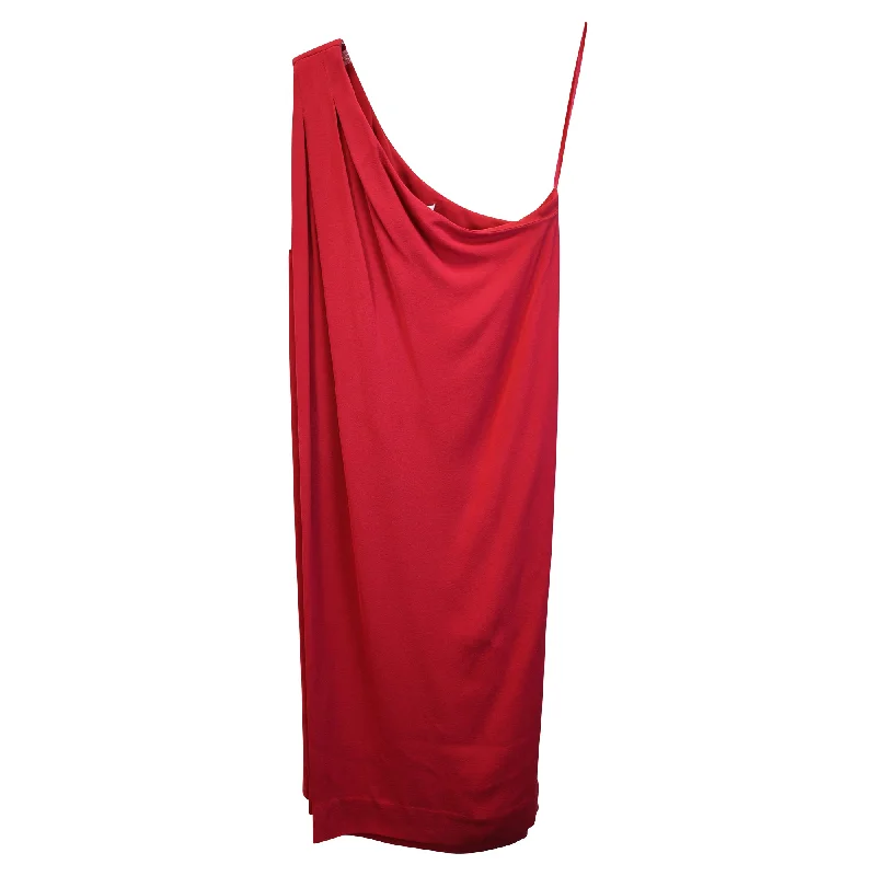 Women's Wide-Neck DressesDiane Von Furstenberg One-Shoulder Dress in Red Polyester