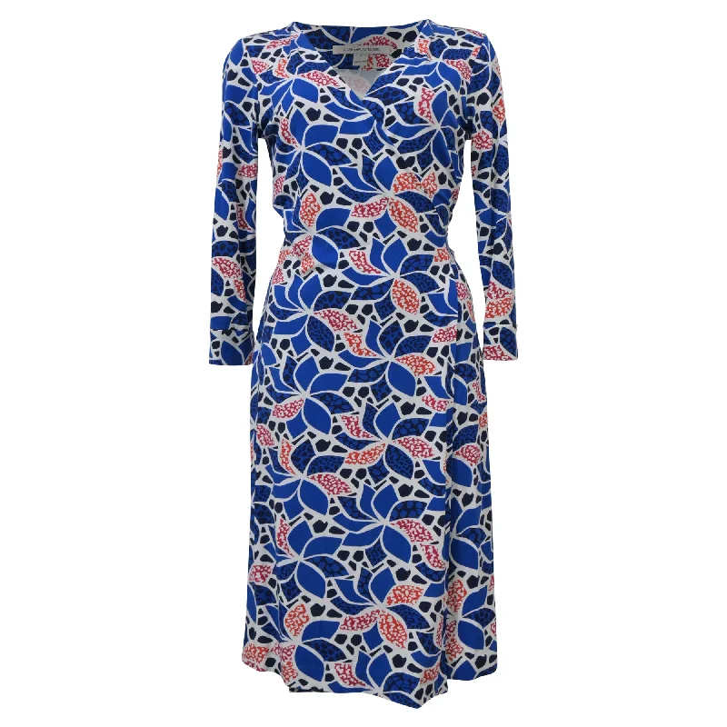 Women's Racerback DressesDiane Von Furstenberg Printed Wrap Dress in Blue Viscose