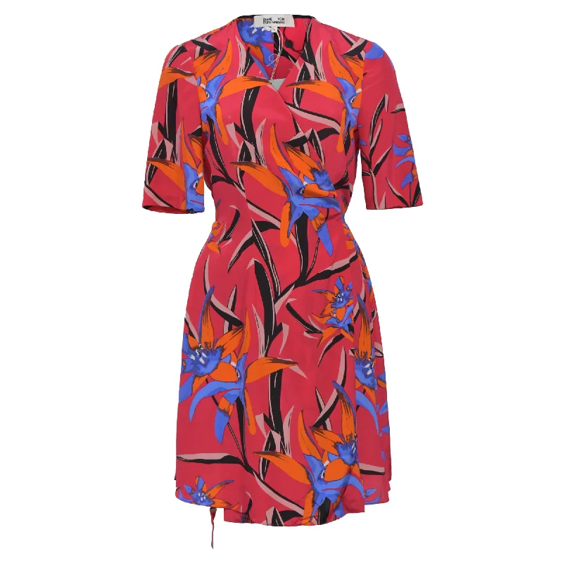 Women's Cut-Out DressesDiane Von Furstenberg Printed Wrap Dress in Red Silk