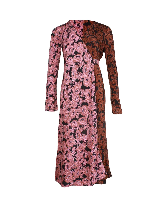 Women's Collarless DressesDiane von Furstenberg Tilly Crepe De Chine Wrap Dress in Floral Print Silk