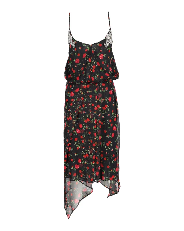 Women's Collarless DressesDodo Bar Or Rose-Print Dress in Black Silk