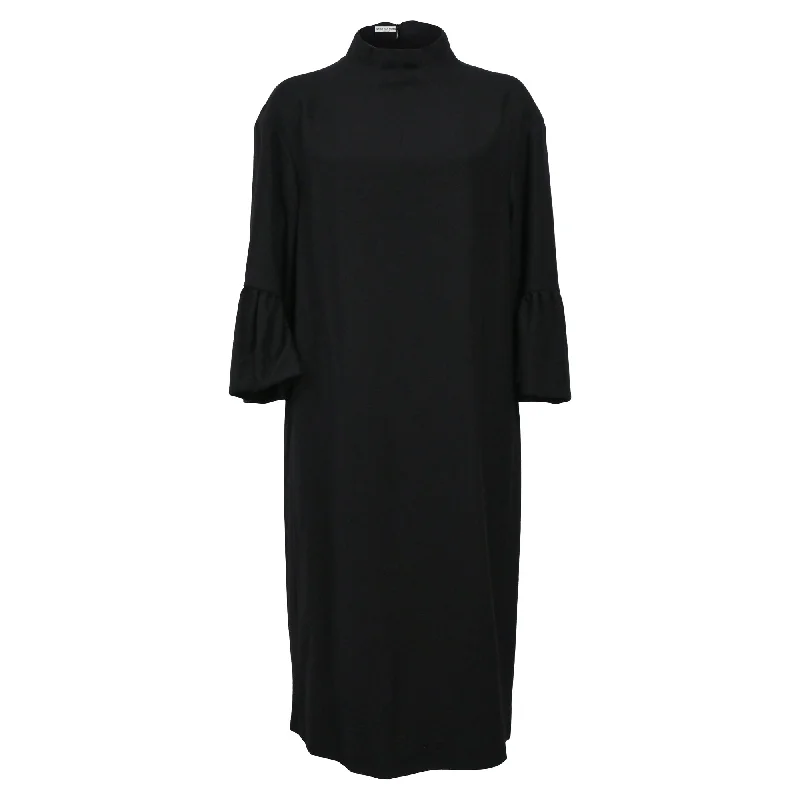 Women's Square Collar DressesDries Van Noten Flared Sleeve Hem Dress in Black Polyester