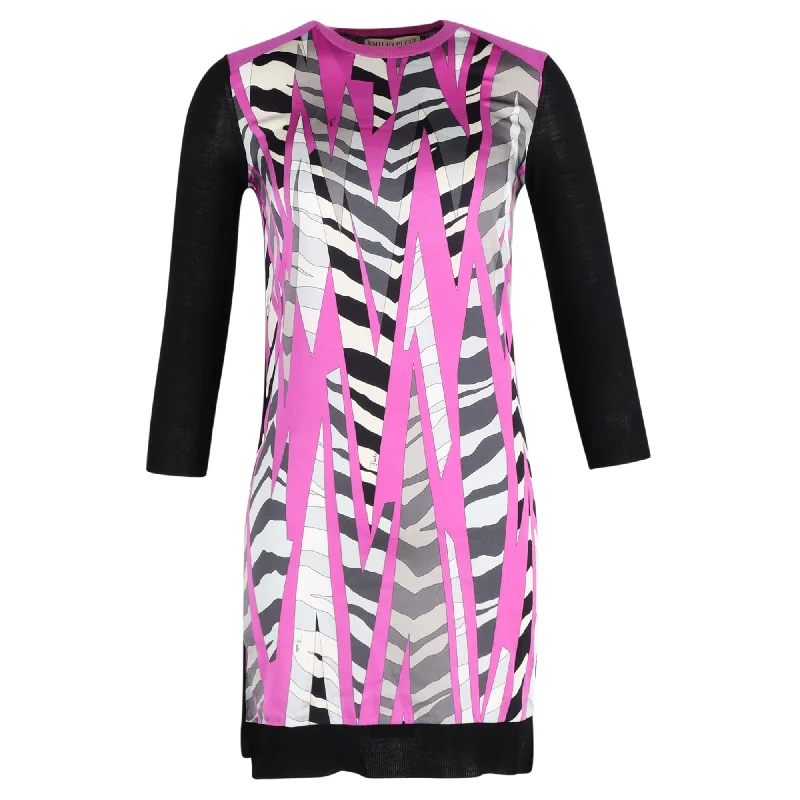 Women's Rounded Collar DressesEmilio Pucci Printed Paneled Dress in Multicolor Silk