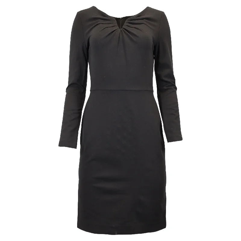 Women's Flared DressesEscada Gathered Neckline Dress in Black Wool