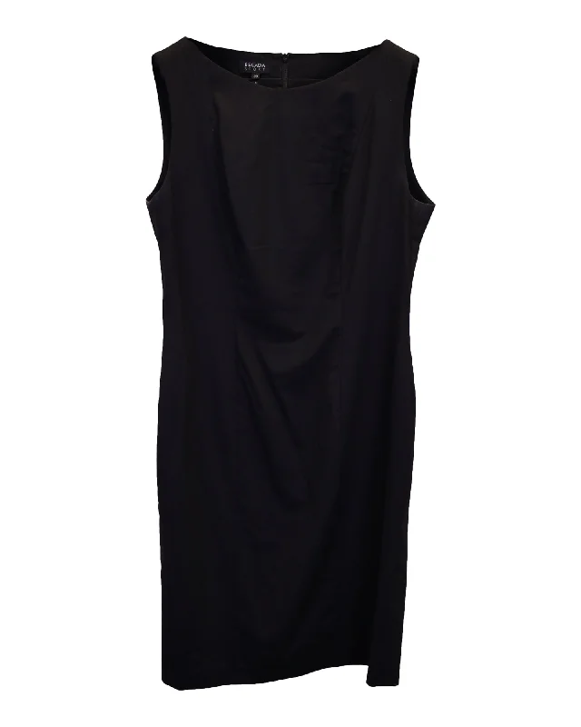 Women's U-Shaped Collar DressesEscada Sleeveless Sheath Dress in Black Cotton