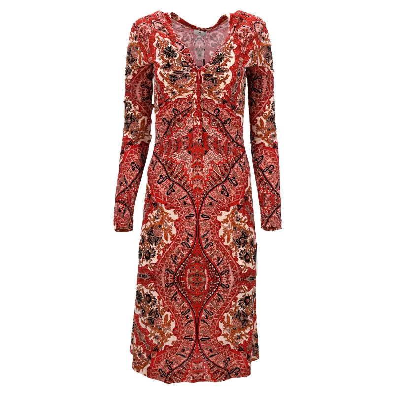 Women's Cold-Shoulder DressesEtro Elba Jersey Paisley Dress in Red Viscose