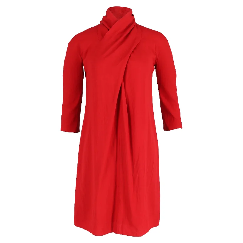 Women's Shirt Collar DressesGiorgio Armani Draped Dress in Red Wool