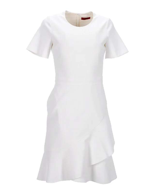 Women's High-Low DressesHugo by Hugo Boss Ruffled Dress in White Polyester