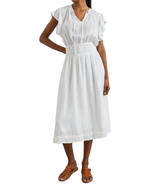 Women's Boat Collar DressesIona Dress In White Lace Detail