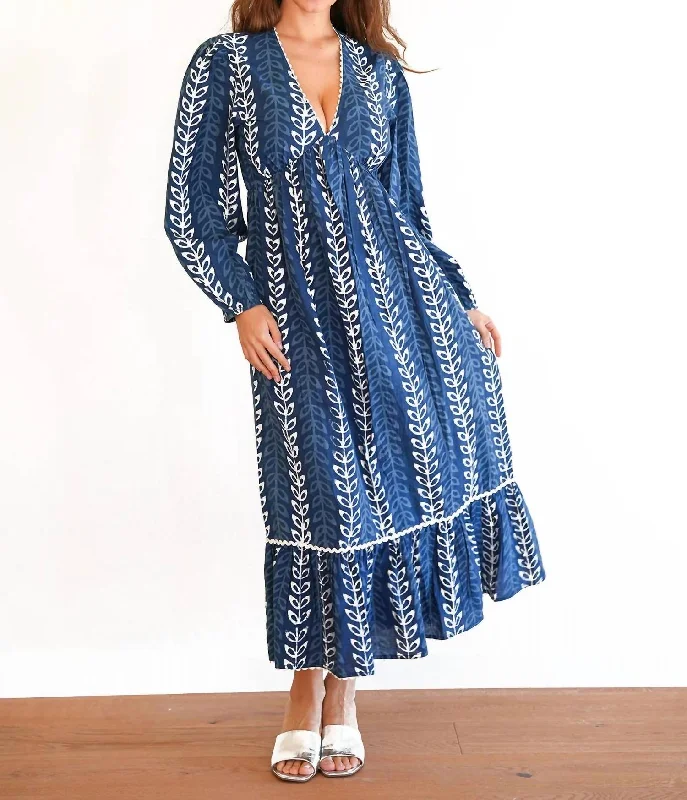 Women's Midi DressesIsla Dress In Indigo Print