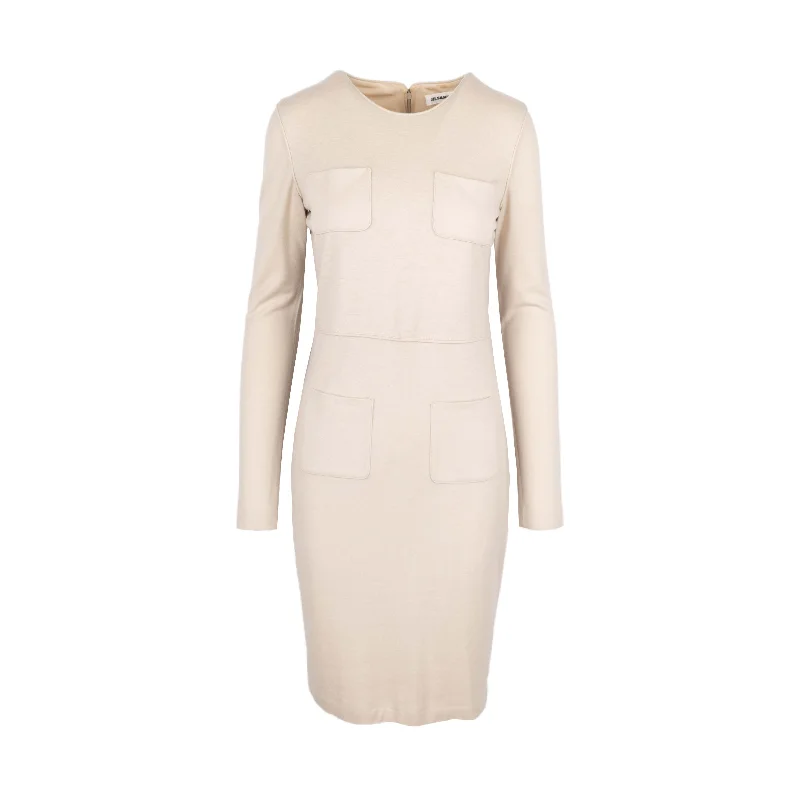 Women's Mini DressesJil Sander Beige Longsleeve Pocket Dress