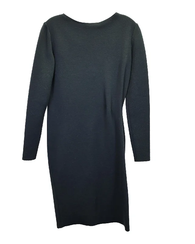 Women's Turtleneck DressesLanvin Jersey Dress with Pin Detail in Green Wool