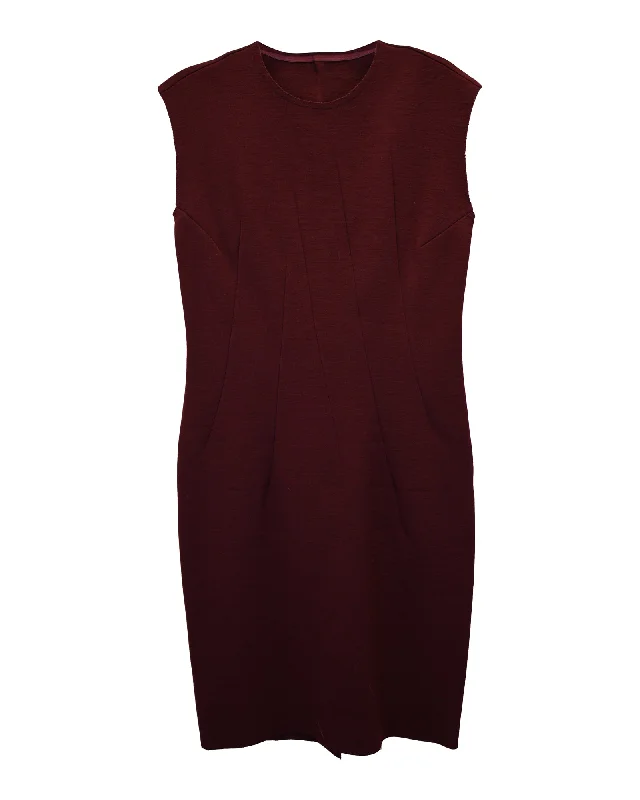 Women's Shift DressesLanvin Knee Length Jersey Dress in Burgundy Wool