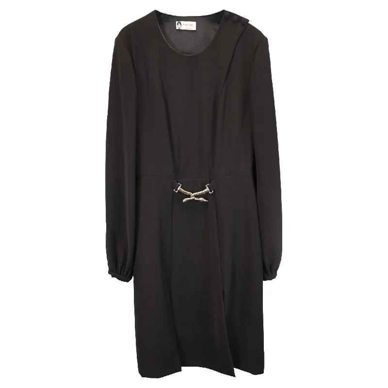 Women's Mandarin Collar DressesLanvin Swan Belt Dress in Black Wool