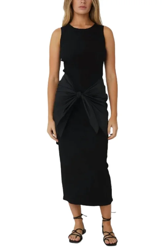 Women's Keyhole-Neck DressesLauren Waist Tie Dress In Black