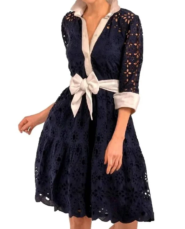 Women's Gathered DressesLittle Bo Peep Dress In Navy Blue