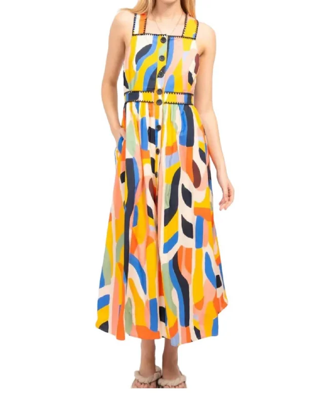 Women's Boat Collar DressesLucy Apron Dress In Multi Print