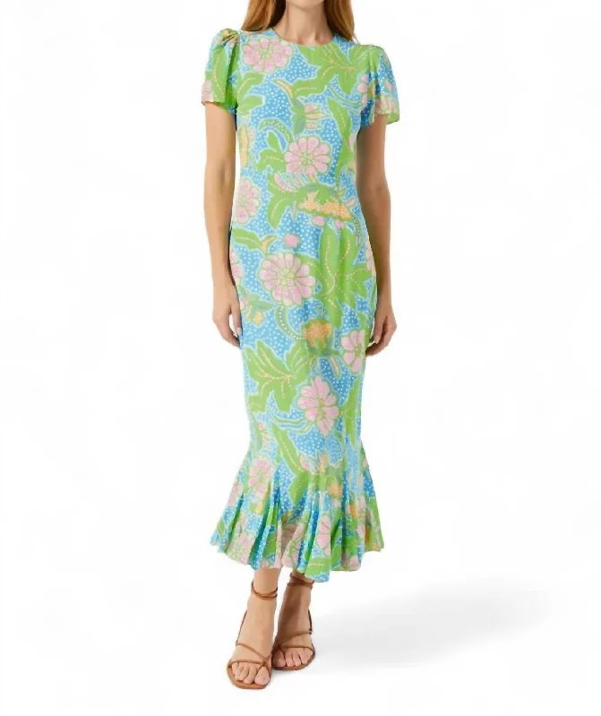 Women's High-Neck DressesLulani Dress In Blue Psychedelic Flower Grande