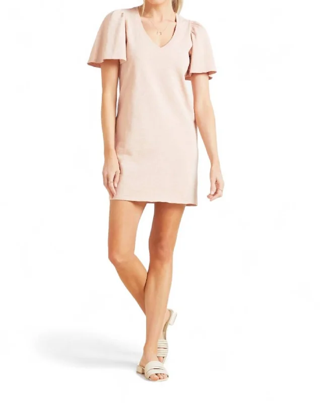 Women's Cap-Sleeve DressesMallory Flutter Sleeve Dress In Light Pink