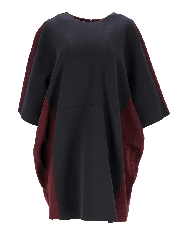 Women's Short-Sleeve DressesMarni Tunic Dress in Navy Blue and Burgundy Acrylic