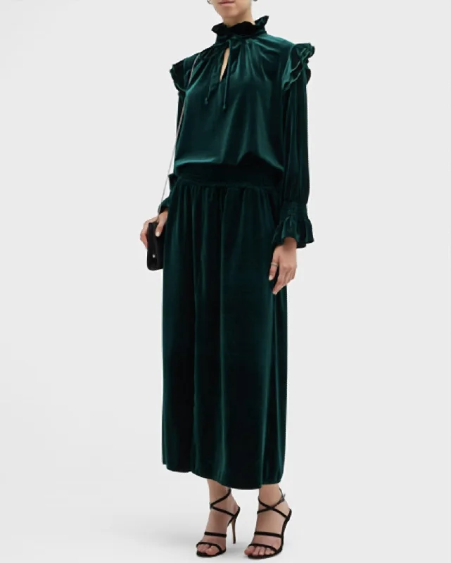 Women's Shawl Collar DressesMary Jane Whisper Velvet Dress In Forest Green