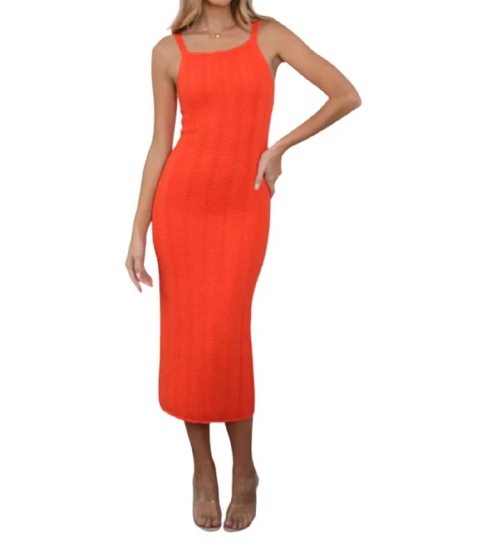 Women's Rounded Collar DressesMelody Knit Dress In Orange