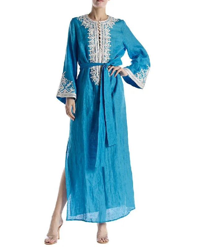 Women's Boat-Neck DressesMonique Lhuillier Embroidered Linen Tunic Dress