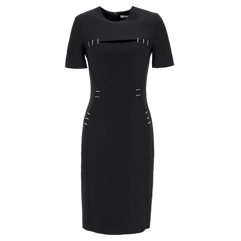 Women's Long-Sleeve DressesMugler Staple-Details Sheath Dress in Black Wool