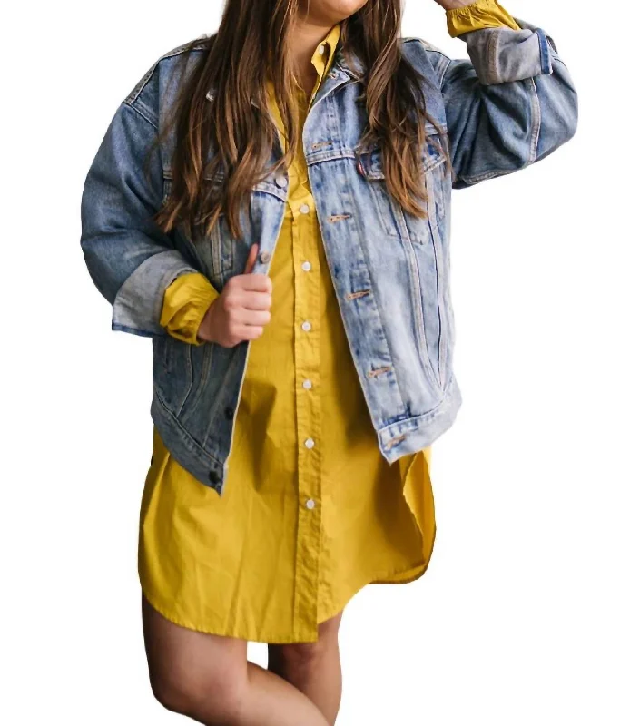 Women's High-Neck DressesOversized Shirt Dress In Mustard