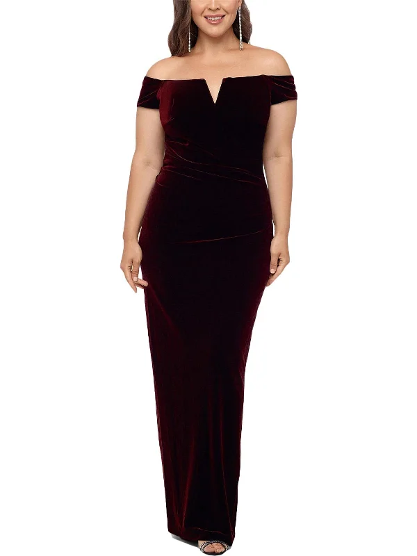 Women's Boat-Neck DressesPlus Womens Velvet V Neck Sheath Dress