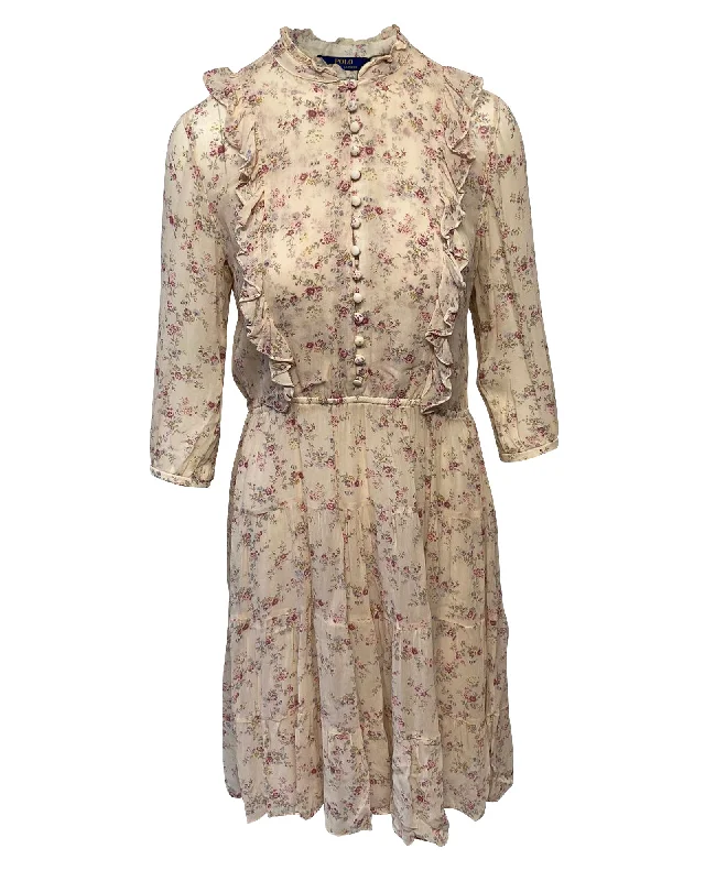 Women's Collarless DressesPolo Ralph Lauren Floral Long Sleeves Dress