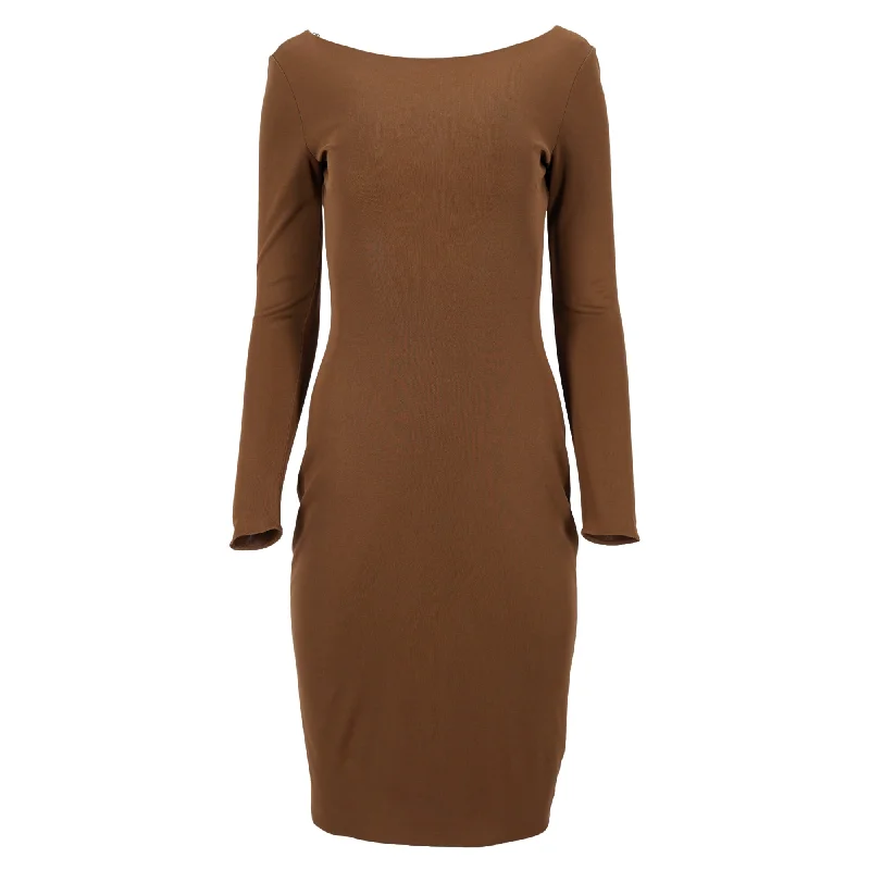 Women's Pencil DressesRalph Lauren Collection Long Sleeve Dress in Brown Cotton