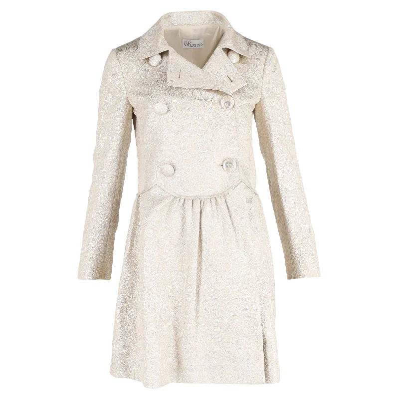 Women's Notched Collar DressesRED Valentino Double Breasted Coat Dress in Cream Wool